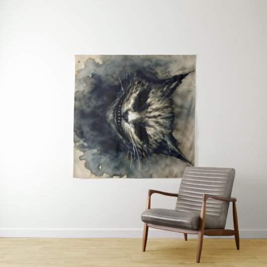 . .悪い猫が笑顔の水の彩りを描く タペストリー (インサイチュ(横))