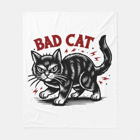 悪い猫 フリースブランケット (正面)