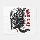 悪い猫 フリースブランケット (正面(横))