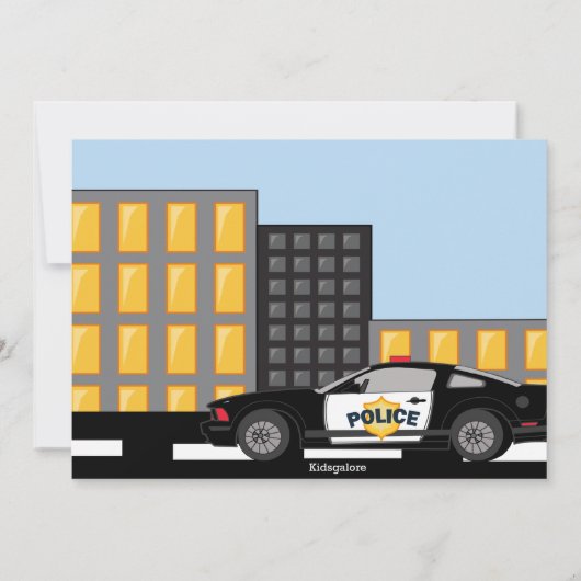 悪い男の子、悪い男の子の警官誕生日の招待状 招待状 (裏面)