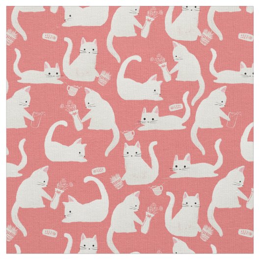 悪い白猫が物 ファブリック (クローズアップ)