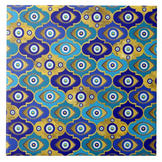 悪い目のチャームのクローバーパターン タイル (正面)