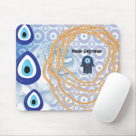 悪い目の白フェミニンいバラ マウスパッド