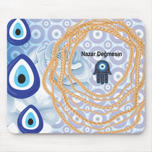 悪い目の白フェミニンいバラ マウスパッド (正面)