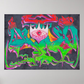 悪い目の落書きポスター ポスター