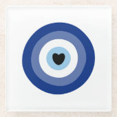 悪い目の記号の保護 ガラスコースター (正面)