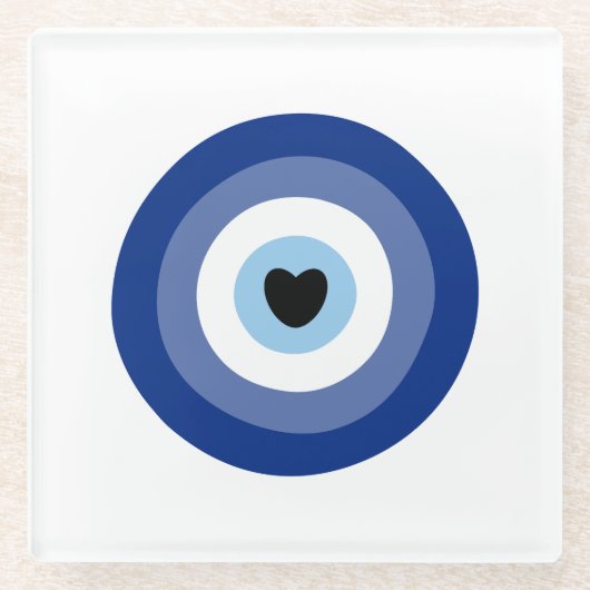 悪い目の記号の保護 ガラスコースター (正面)