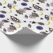 悪い目を包む紙、月、星の群れ ラッピングペーパー (角)