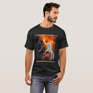 悪い稲妻の嵐で戦っている馬 Tシャツ