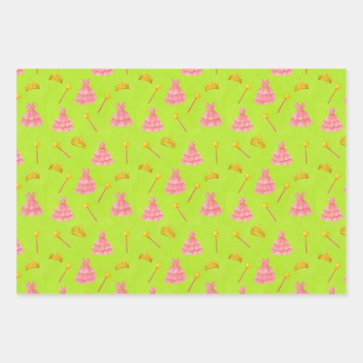 悪い良いピンクと緑のウィッチーなギフトラップ ラッピングペーパーシート (正面3)