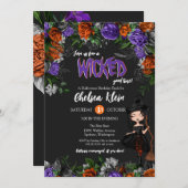 悪い良い時間ま10代のたは大人のハロウィン誕生日 招待状 (正面/裏面)