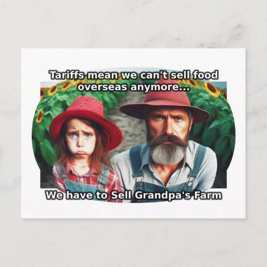悪い関税悲しい農家 ポストカード (正面)