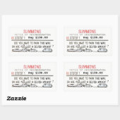 悪い駐車召喚状 長方形シール (シート)