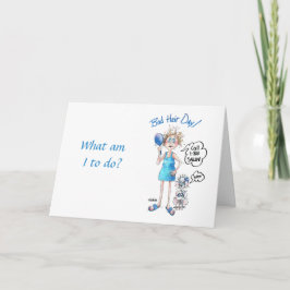 悪い髪とことわざホールを持つ女性のおもしろい漫画 カード