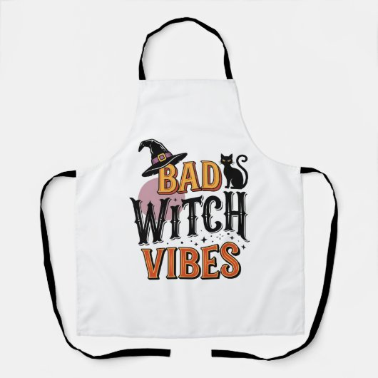 悪い魔女の雰囲気 ヴィンテージ ハロウィン Tシャツ デザイン 1 エプロン (正面)