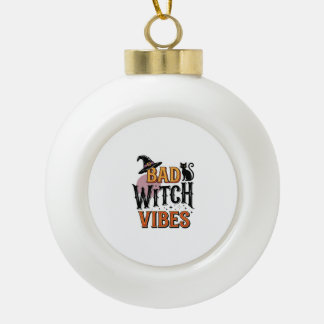 悪い魔女の雰囲気 ヴィンテージ ハロウィン Tシャツ デザイン 1 セラミックボールオーナメント