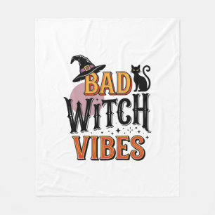 悪い魔女の雰囲気 ヴィンテージ ハロウィン Tシャツ デザイン 1 フリースブランケット
