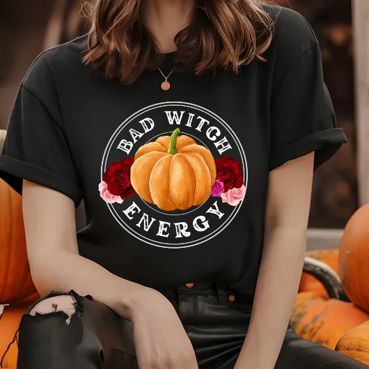 悪い魔女エネルギー – おもしろいカボチャHalloween black Tシャツ