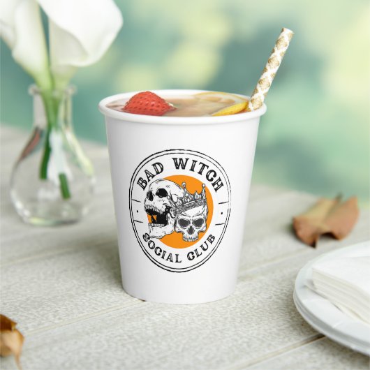 悪い魔女ソーシャルクラブブラックとオレンジ 紙コップ (インサイチュ)