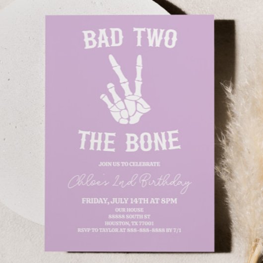 悪い2つの骨のスケルトン2歳の誕生日パーティー 招待状