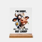 悪おもしろい転が目の牛の言葉 アクリルサイン (正面)