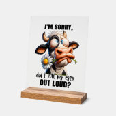 悪おもしろい転が目の牛の言葉 アクリルサイン (傾斜)