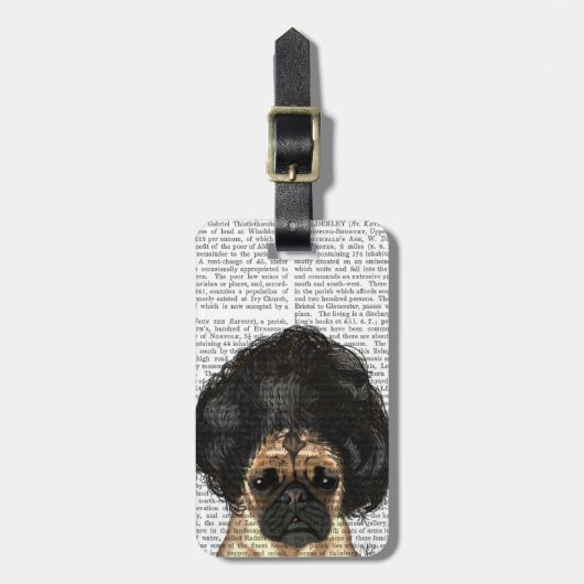 悪かつらでパグをする ラゲッジタグ (正面縦)