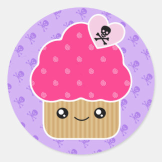 悪かわいいかわいい死のステッカーのカップケーキ ラウンドシール