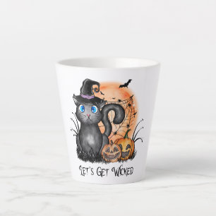 悪くなろう 黒い魔女猫 カフェラテマグ