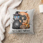 悪くなろう |黒い魔女猫 クッション (ブランケット)