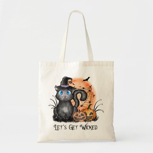 悪くなろう |黒い魔女猫 トートバッグ (正面)