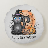 悪くなろう |黒い魔女猫 ラウンドクッション (裏面)