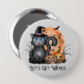 悪くなろう |黒い魔女猫 缶バッジ (正面&裏面)