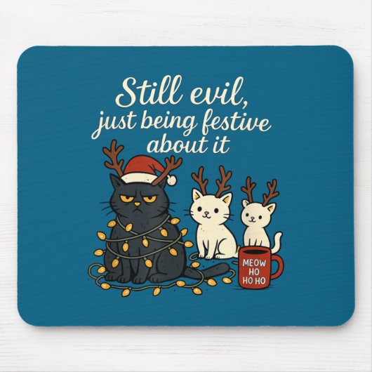 悪さはそのまま、クリスマスを楽しむ猫の面白グッズ マウスパッド (正面)