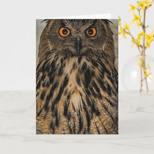 悪そうなフクロウ カード (黄色い花)