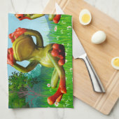 悪のカエル話の声が聞こえないのを見るユーモアのある キッチンタオル (四つ折り)