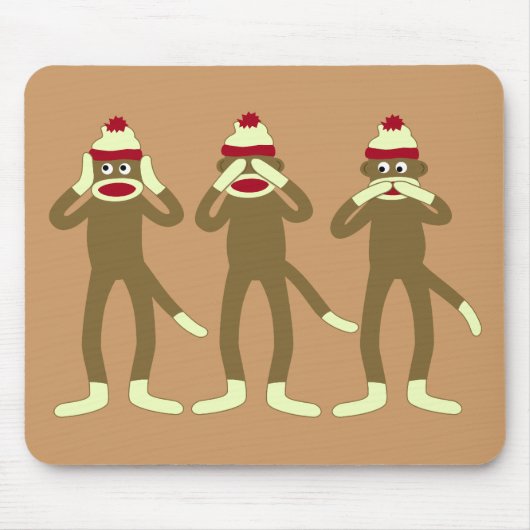 悪のソックス猿を聞かないで下さい、見て下さい、話して下さい マウスパッド (正面)