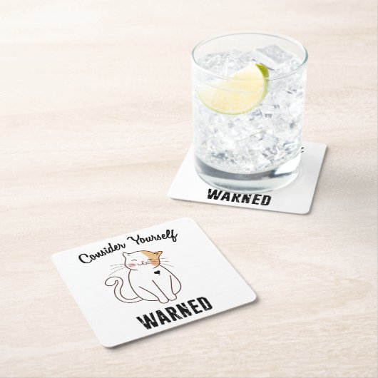 悪のネコに注意しろ スクエアペーパーコースター (インサイチュ)