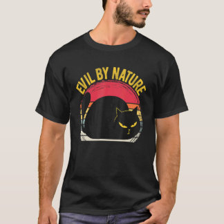 悪の天性レトロホラーキャット メンズ・レディース Tシャツ