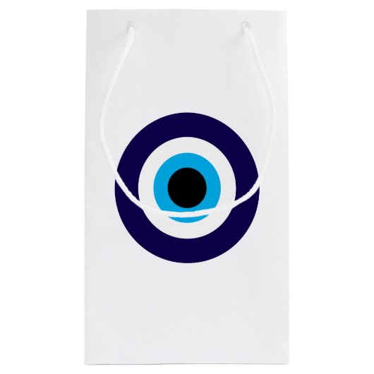 悪の目の抱き枕とラッキーブルーマティのシンボル スモールペーパーバッグ (裏面)
