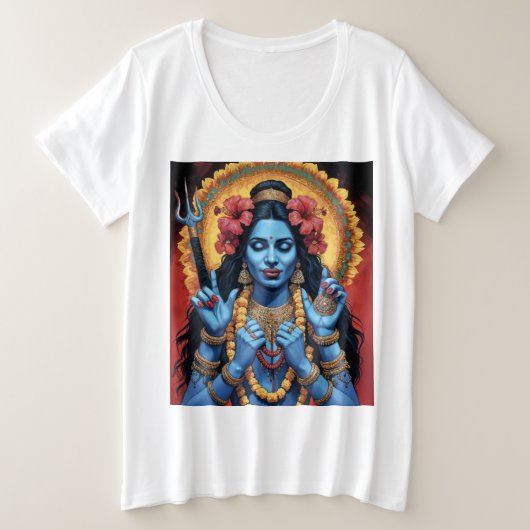悪の破壊者 カーリー女神 プラスサイズTシャツ (デザイン正面)