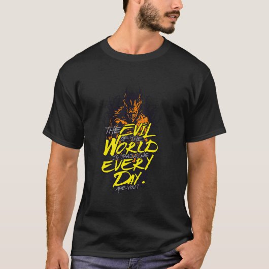 悪は毎日トレーニング強い仕事の懸命Lif Tシャツ (正面)