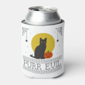 悪を浄化する |おもしろい可愛い不気味ハロウィン黒猫 缶クーラー (缶正面)