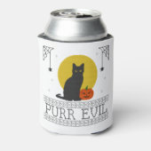 悪を浄化する |おもしろい可愛い不気味ハロウィン黒猫 缶クーラー (缶裏面)