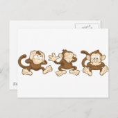 悪を聞かない、悪を見ない、悪を話見ない、悪を見ない ポストカード (正面/裏面)