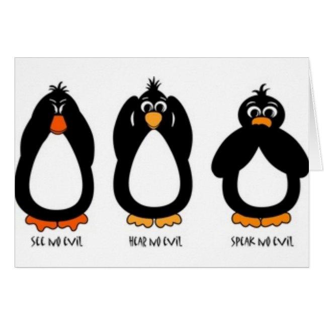 悪を見ないで下さい、悪を聞いて下さい、悪を話して下さい (正面横)