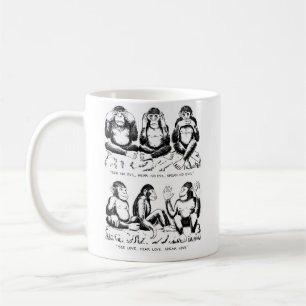 悪を見ないで下さい、悪を聞いて下さい、悪を話して下さい、言い直して コーヒーマグカップ