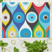 悪カラフル眼防護模様 キッチンタオル (折り畳み)