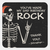 悪クールい2つの骨ハロウィーン2回目の誕生日パーティー スクエアシール (正面)