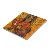 悪上のヒンズー教の女神DURGAの勝利 タイル (側面)